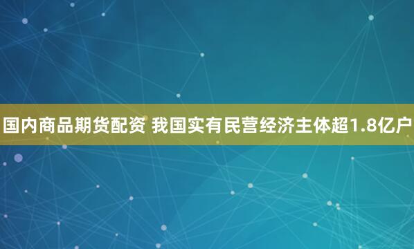 国内商品期货配资 我国实有民营经济主体超1.8亿户